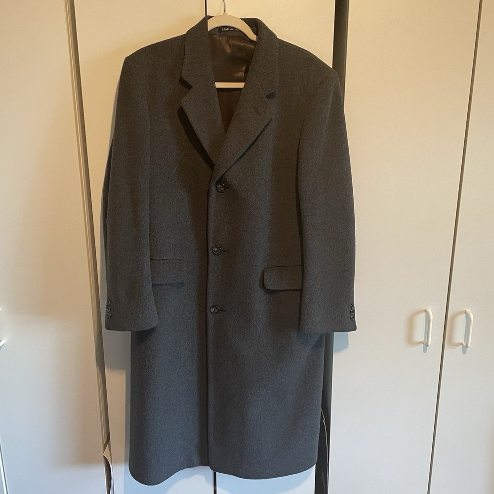 Hammersley Wool Cashmere Blend Coat Men Size 40R Gray Made in England VTG